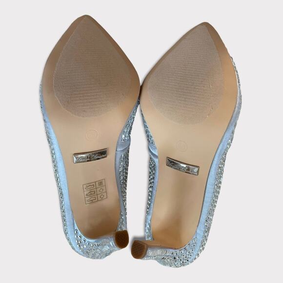 Lauren Lorrain Silver Glass/Rhinestones Dazzle Embellished Pump Heels Size 6.5 - Picture 12 of 14